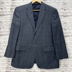Jos A Bank Travelers Collection 40S Gray Sport Coat Silk Wool Tailored Fit Glen